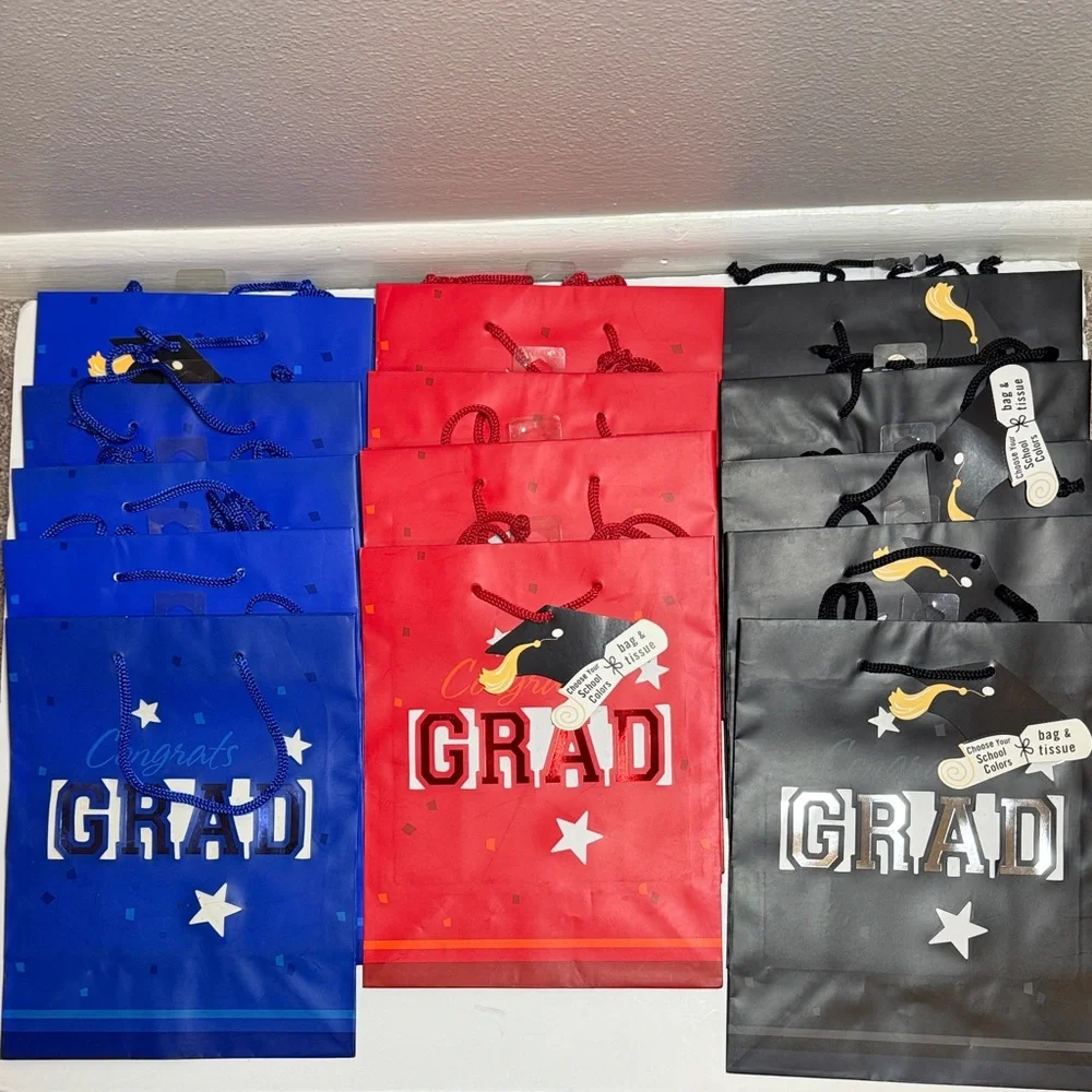 Hallmark graduation gift bags, blue red black choose your school colors high